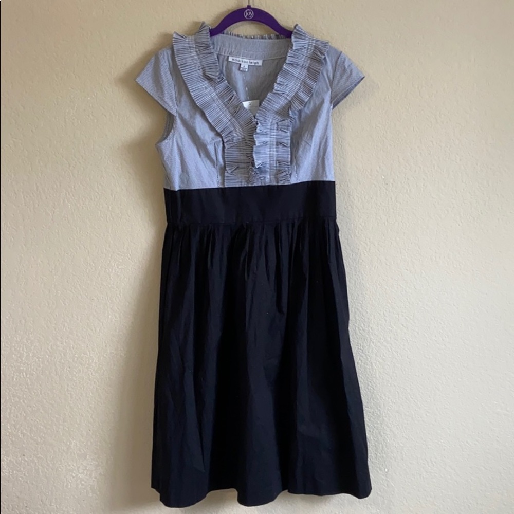 Black and white striped dress with black bottom